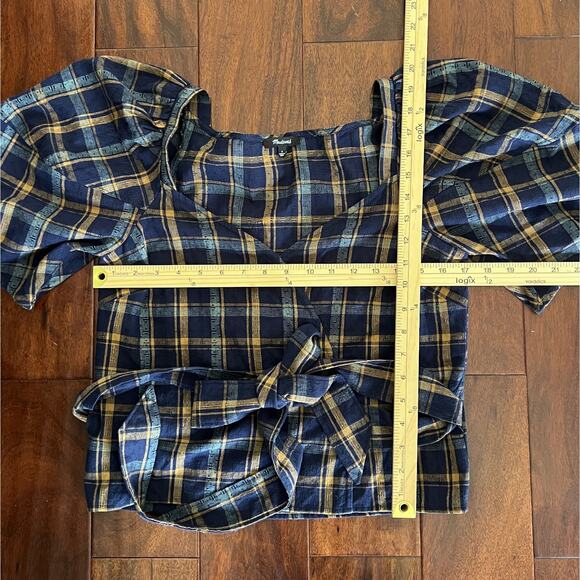 Madewell Navy and Brown Plaid Blouse - Picture 11 of 16